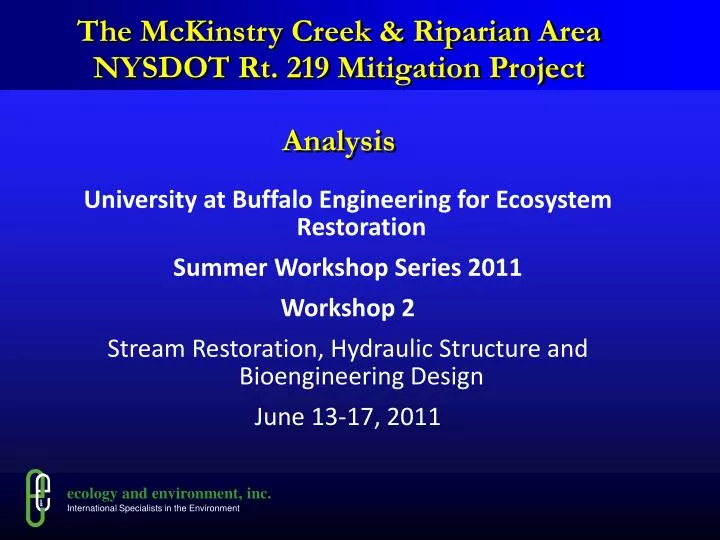 the mckinstry creek riparian area nysdot rt 219 mitigation project analysis