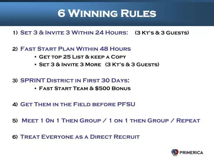 6 winning rules