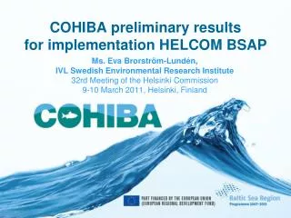 COHIBA preliminary results for implementation HELCOM BSAP