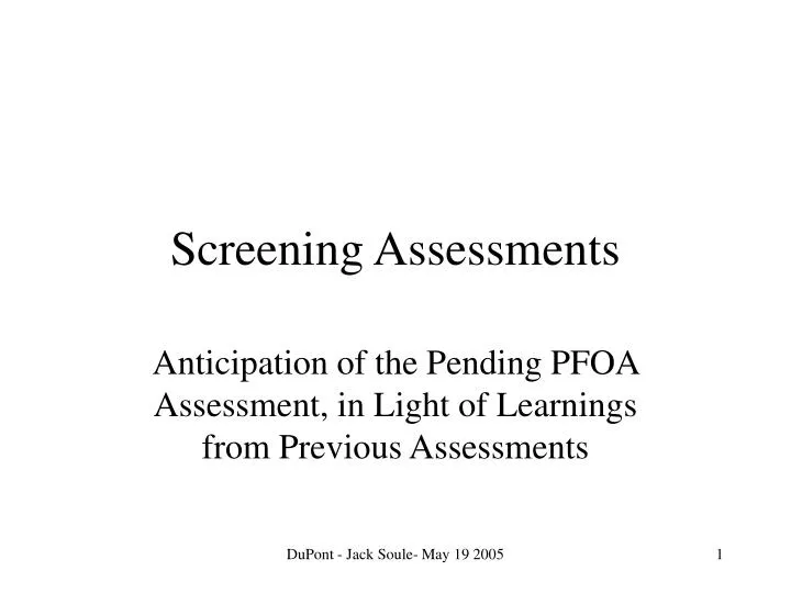 screening assessments