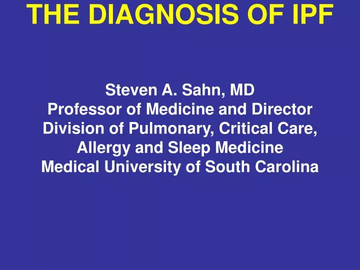 the diagnosis of ipf