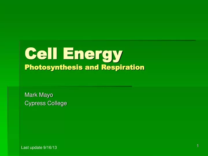 cell energy photosynthesis and respiration
