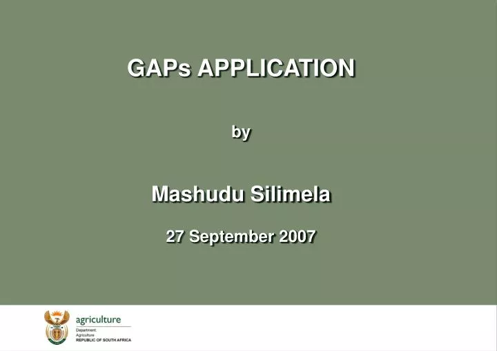 gaps application by mashudu silimela 27 september 2007