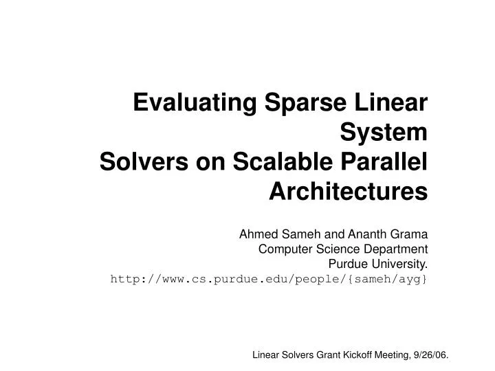 evaluating sparse linear system solvers on scalable parallel architectures