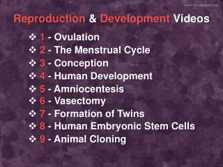 Reproduction &amp; Development Videos