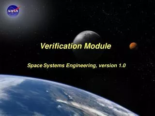 Verification Module Space Systems Engineering, version 1.0
