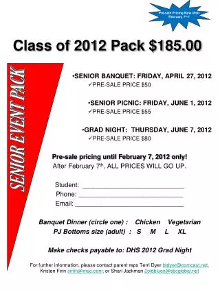 Class of 2012 Pack $185.00