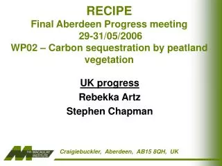 UK progress Rebekka Artz Stephen Chapman