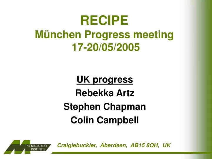 recipe m nchen progress meeting 17 20 05 2005
