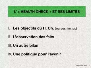 l health check et ses limites
