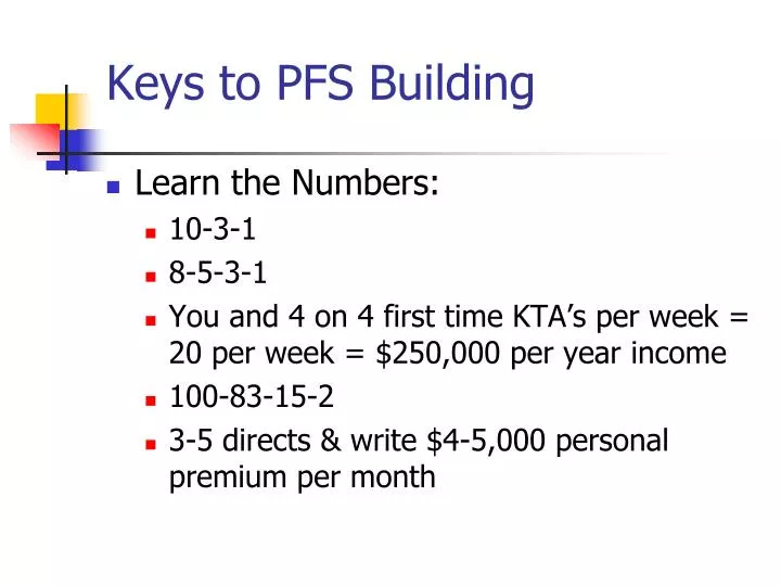 keys to pfs building