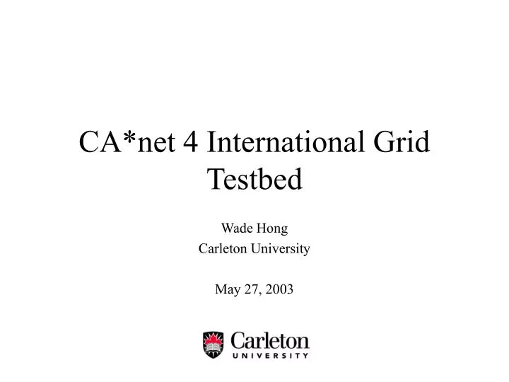 ca net 4 international grid testbed