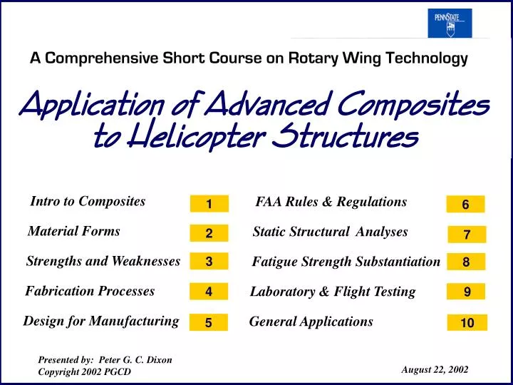 a comprehensive short course on rotary wing technology