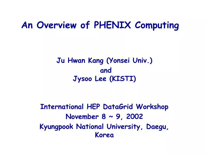 an overview of phenix computing