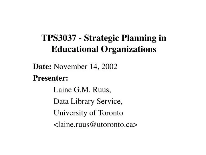 tps3037 strategic planning in educational organizations