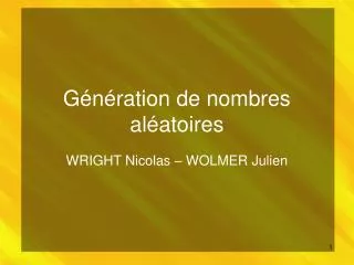g n ration de nombres al atoires
