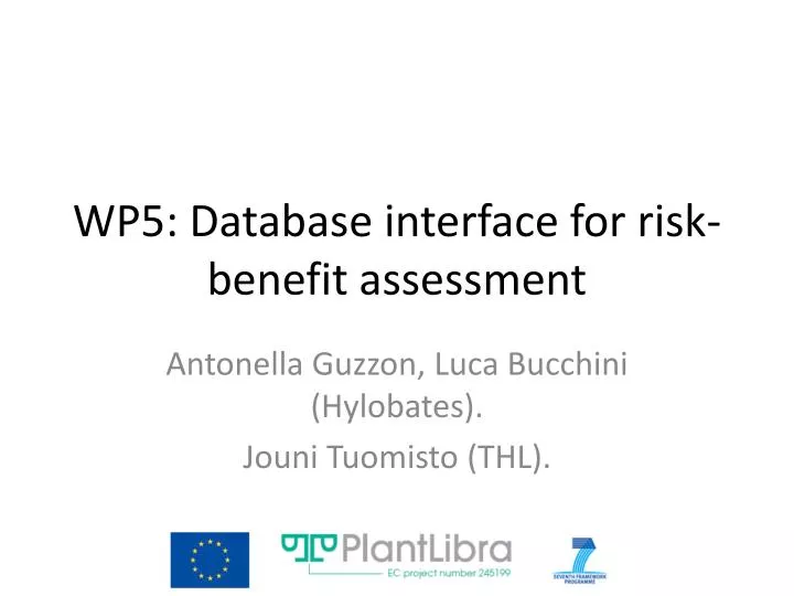 wp5 database interface for risk benefit assessment