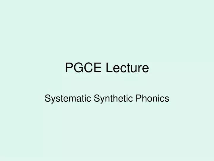 pgce lecture