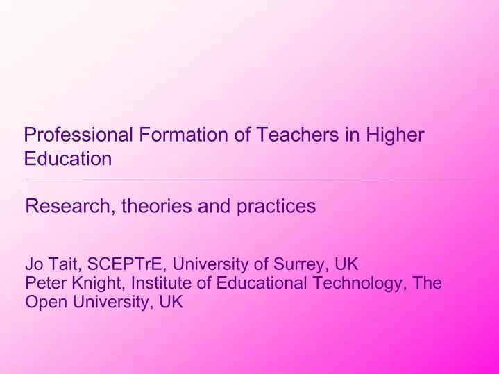 professional formation of teachers in higher education