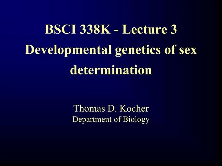 bsci 338k lecture 3 developmental genetics of sex determination