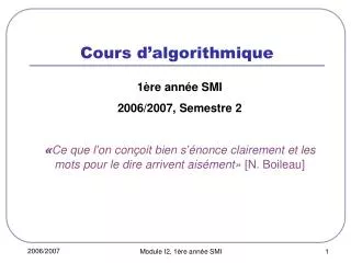 cours d algorithmique