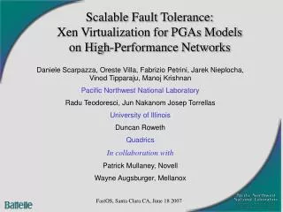 Scalable Fault Tolerance: Xen Virtualization for PGAs Models on High-Performance Networks