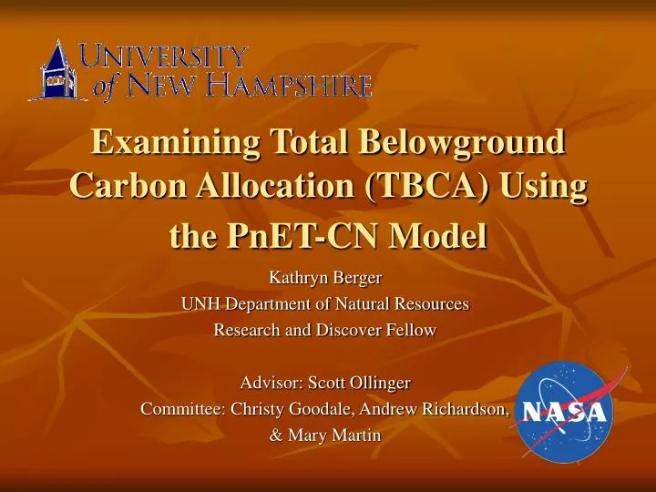 examining total belowground carbon allocation tbca using the pnet cn model