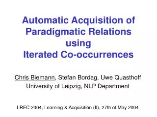 Automatic Acquisition of Paradigmatic Relations using Iterated Co-occurrences