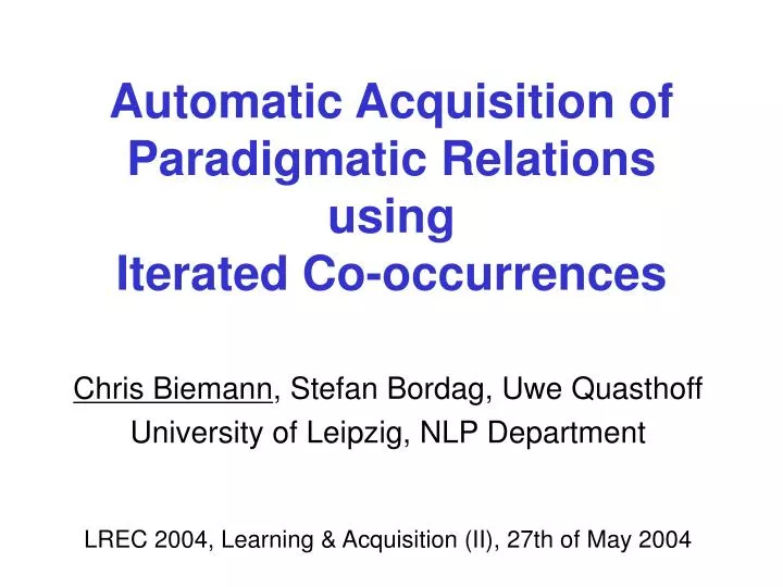 automatic acquisition of paradigmatic relations using iterated co occurrences