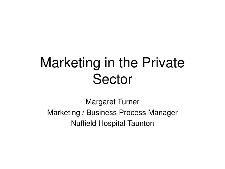 marketing in the private sector