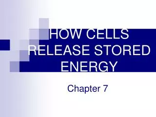 HOW CELLS RELEASE STORED ENERGY