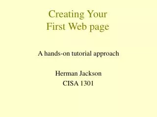 Creating Your First Web page