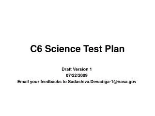 C6 Science Test Plan