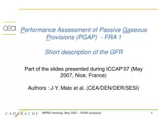 Introduction: global GFR safety approach 		1/2