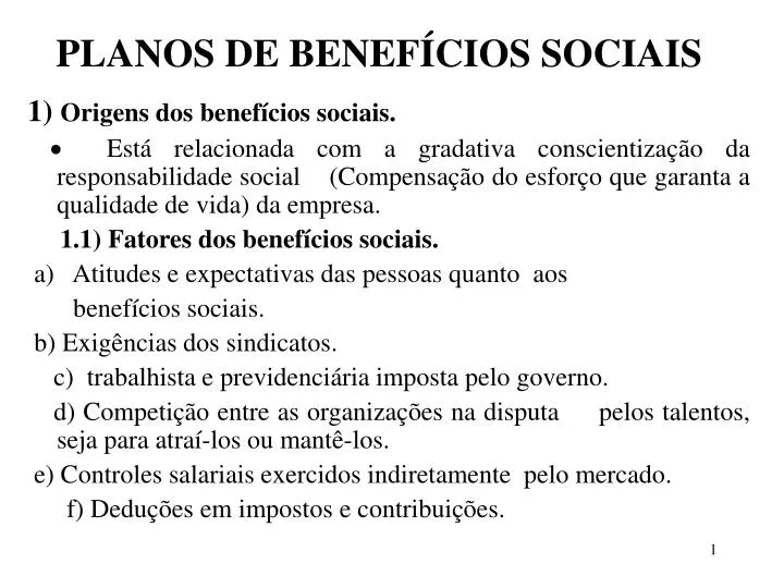 planos de benef cios sociais