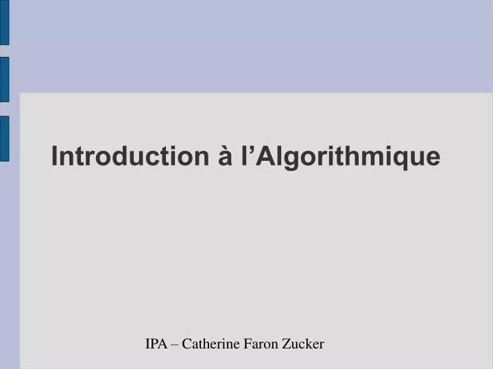introduction l algorithmique