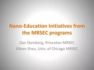 nano education initiatives from the mrsec programs