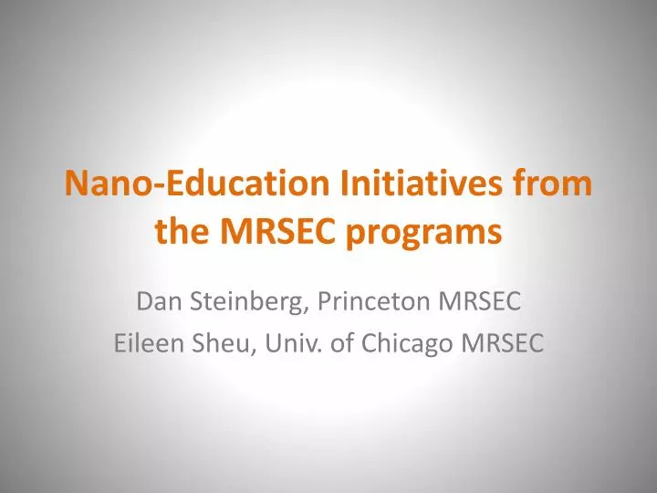 nano education initiatives from the mrsec programs