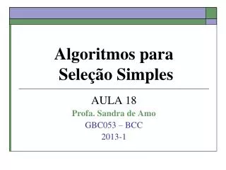 algoritmos para sele o simples