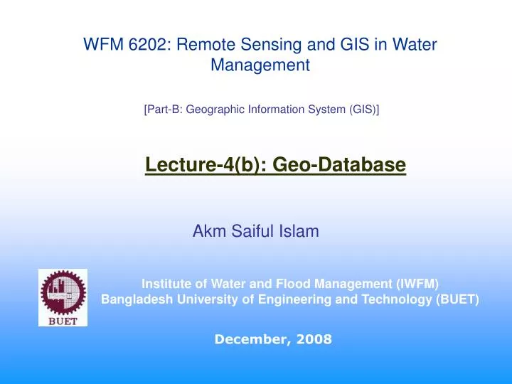 wfm 6202 remote sensing and gis in water management