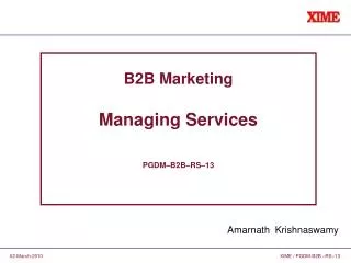 B2B Marketing Managing Services PGDM–B2B–RS–13