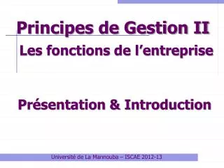 les fonctions de l entreprise
