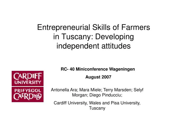 entrepreneurial skills of farmers in tuscany developing independent attitudes