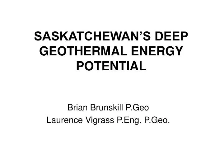 saskatchewan s deep geothermal energy potential