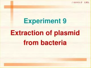 Experiment 9 Extraction of plasmid from bacteria