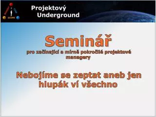 semin pro za naj c a m rn pokro il projektov managery neboj me se zeptat aneb jen hlup k v v echno