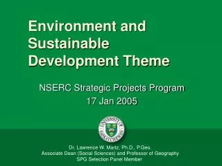 Environment and Sustainable Development Theme