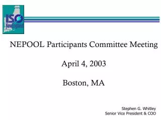 NEPOOL Participants Committee Meeting April 4, 2003 Boston, MA