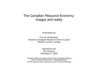 The Canadian Resource Economy; images and reality: