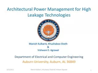 Architectural Power Management for High Leakage Technologies